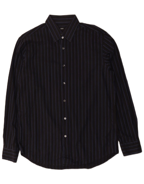 Hugo Boss Chemise Homme Taille 41 16 Grand Coton Rayé Noir