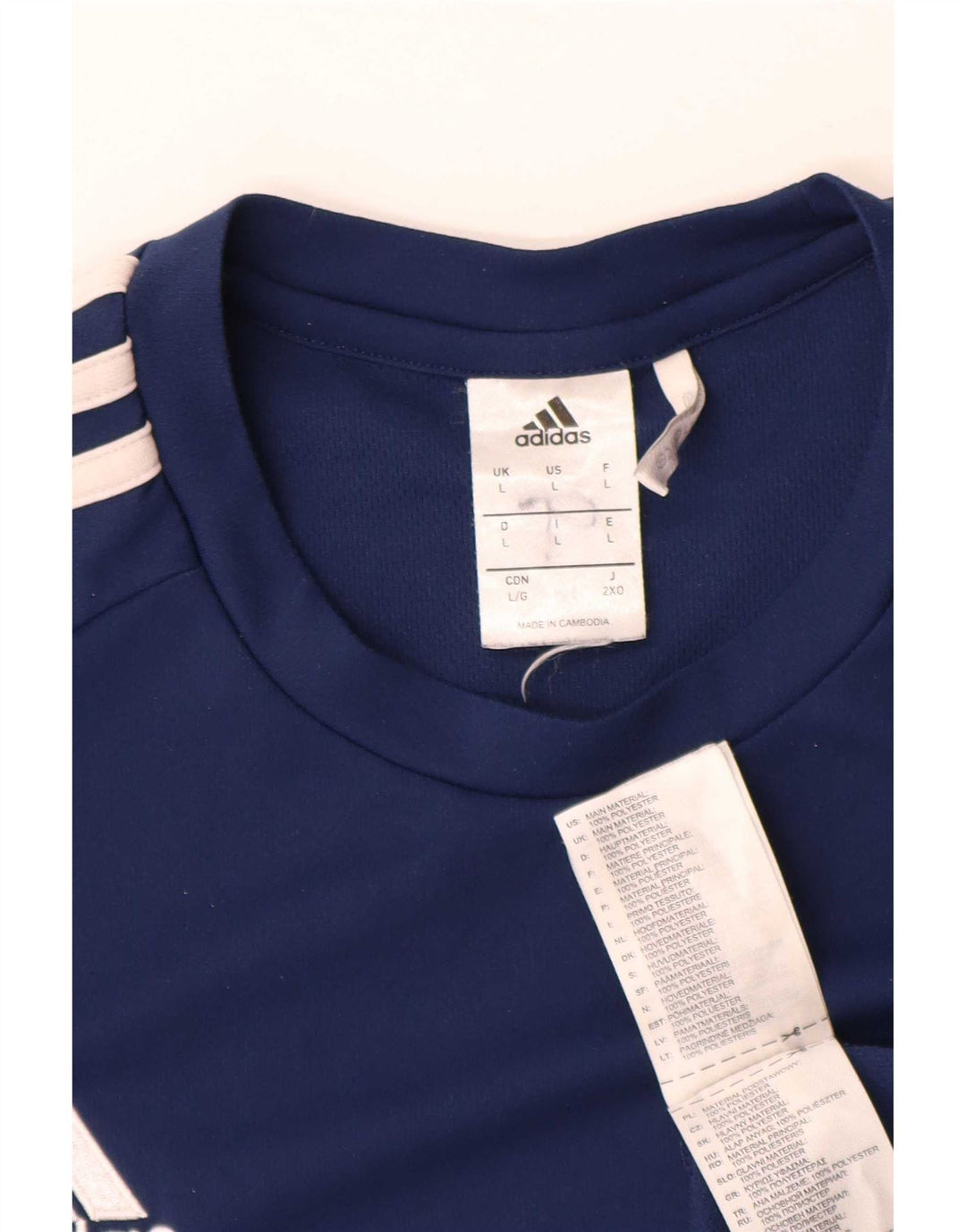 Adidas Hommes Climalite T-Shirt Haut Large Bleu Marine Colorblock Polyester