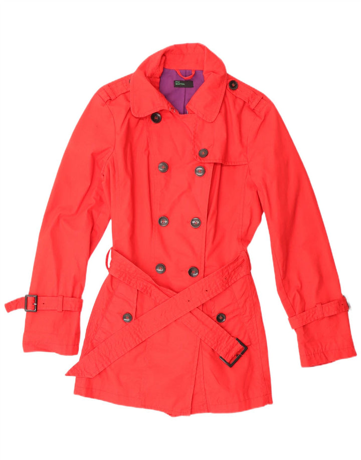 Benetton Trench Femme IT 44 Coton Rouge Moyen