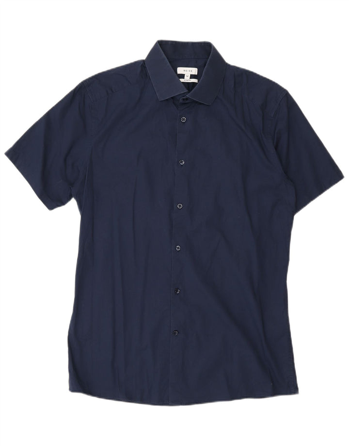 Reiss Chemise Slim Fit à Manches Courtes Homme Bleu Marine Moyen Coton