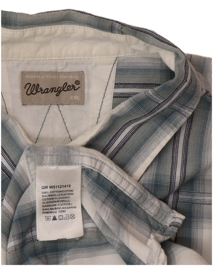 Wrangler Chemise à manches courtes pour homme 2XL en coton à carreaux bleu