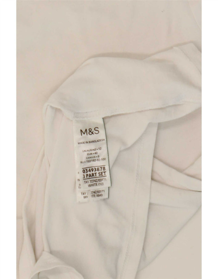 Marks & Spencer Haut à manches longues pour femme UK 12 Coton blanc moyen