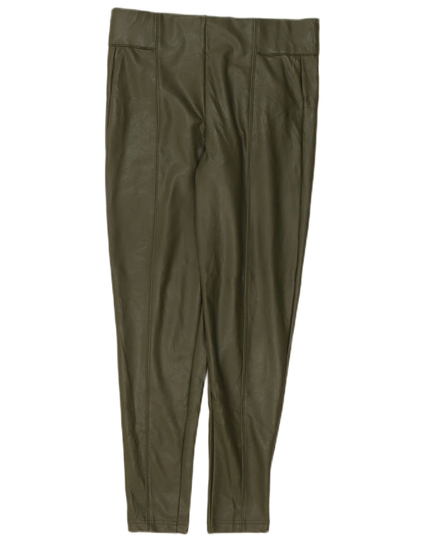 Marks & Spencer Leggings en simili cuir pour femme UK 10 Small Vert Polyester