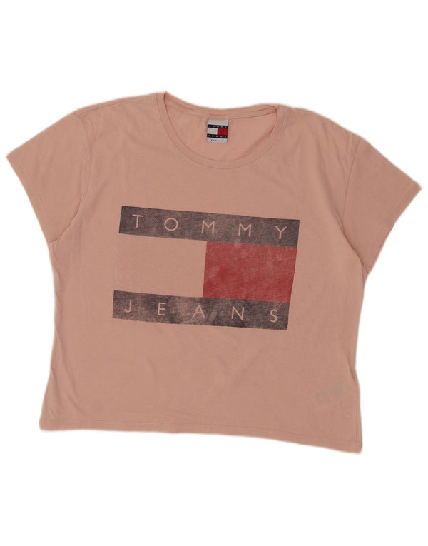 Tommy Hilfiger T-shirt graphique coupe ample pour femme UK 14 Rose moyen