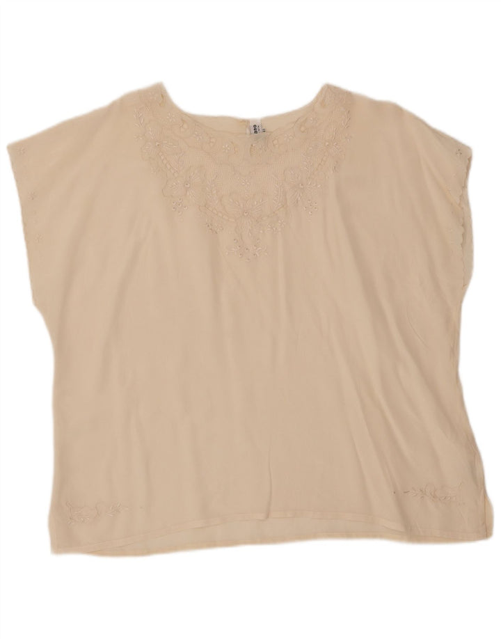 Chemisier femme vintage Top IT 48 XL Off White Silk