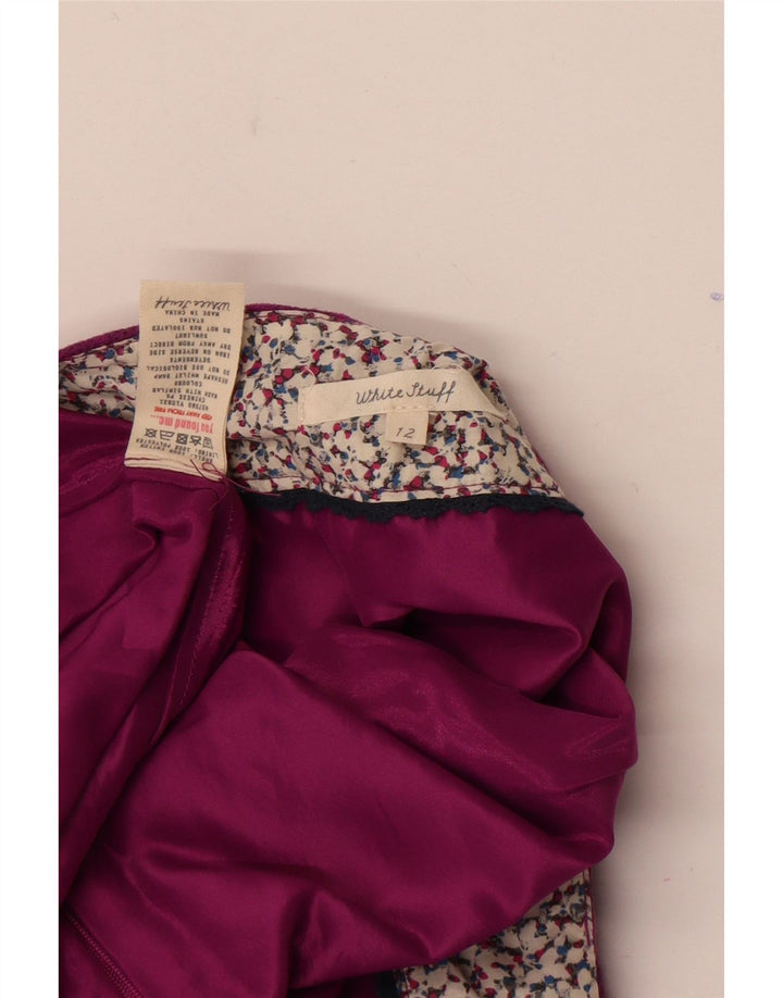 Mini jupe White Stuff pour femme UK 12 Medium W32 en coton géométrique violet