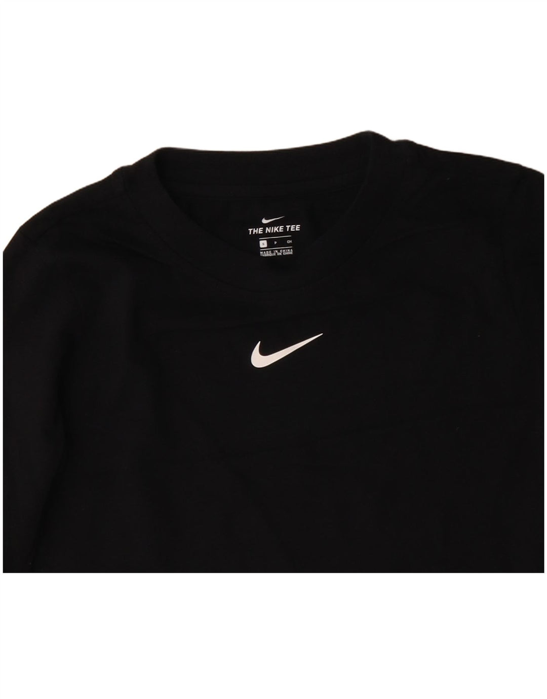Nike Haut court graphique à manches longues pour femme UK 10 Petit coton noir