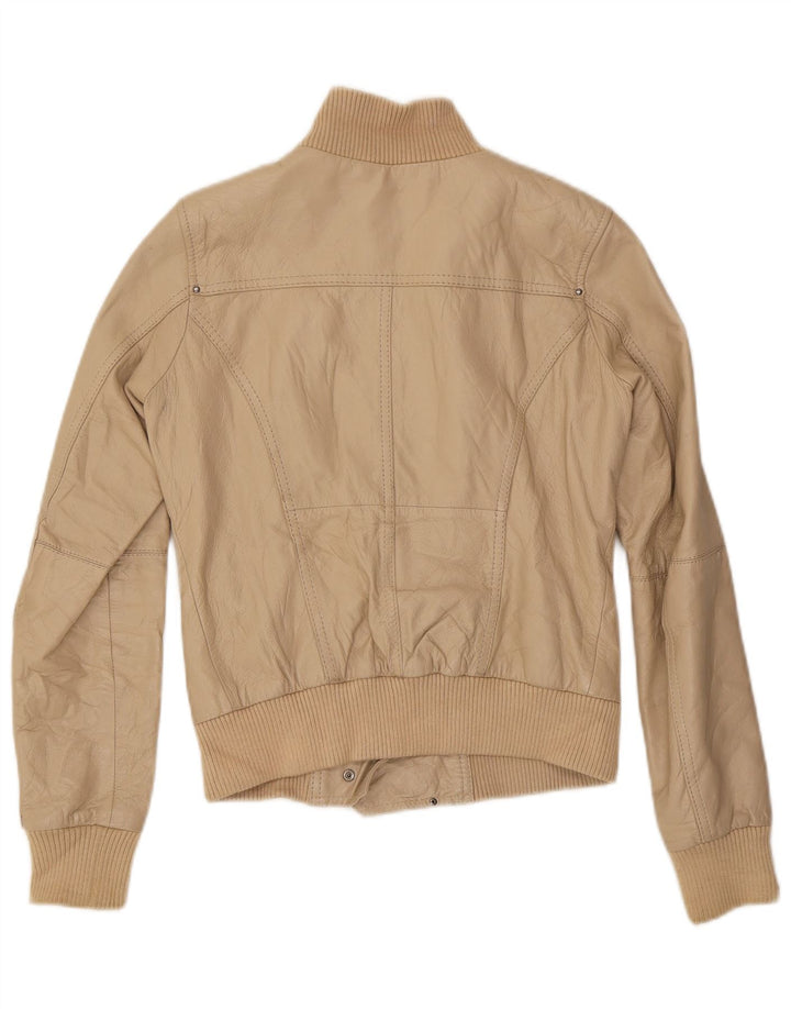veste en cuir femme vintage UK 10 Petit Beige