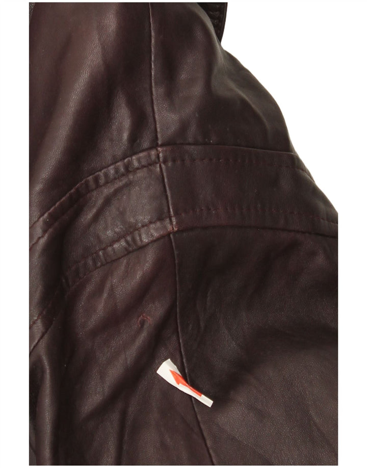 veste en cuir femme vintage IT 42 Cuir Bordeaux Moyen