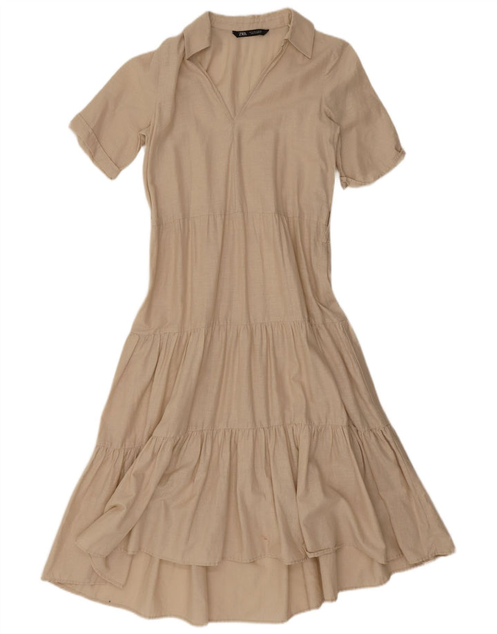 Zara Robe trapèze pour femme UK 10 Petit Beige