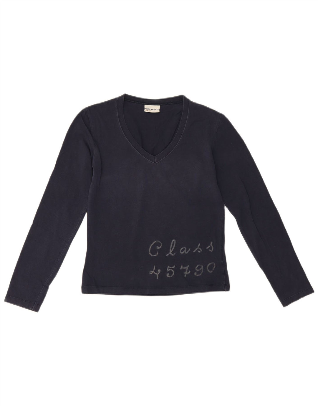 Murphy & Nye Haut court graphique à manches longues pour femme UK 10 Petit Bleu marine