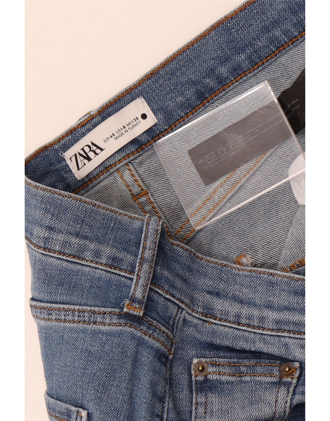 Zara Jean droit femme EU 40 Medium W30 L27 bleu coton