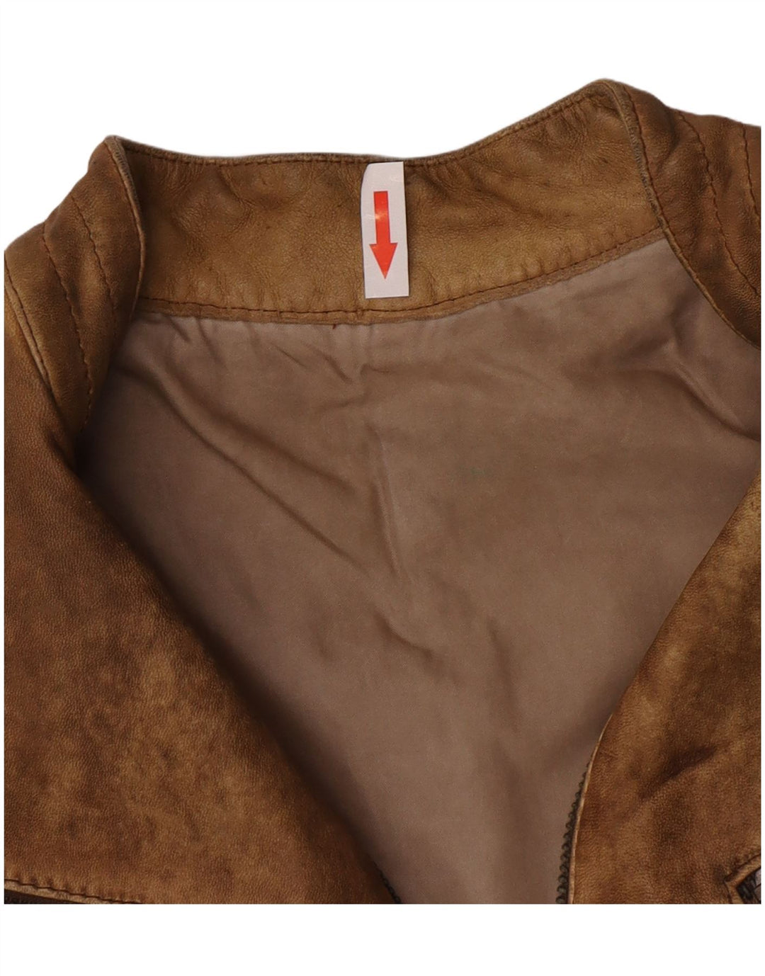 veste en cuir crop femme vintage UK 10 petit cuir beige