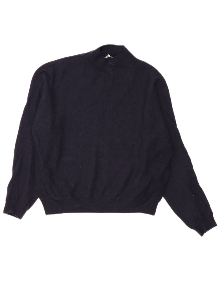 Zara Pull à col roulé pour femme UK 14 Medium Bleu marine Nylon
