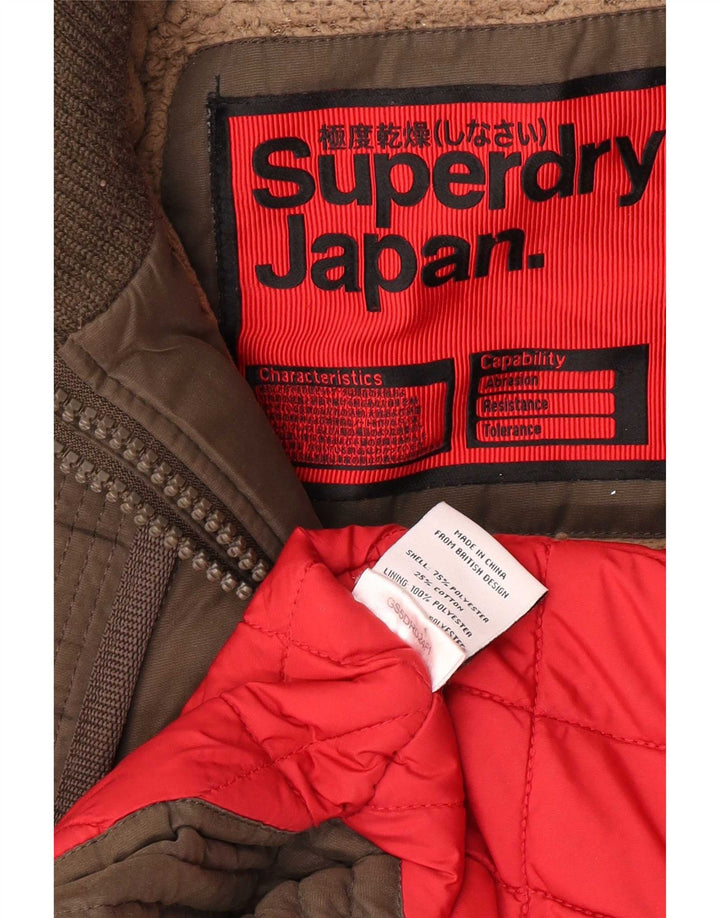 Superdry Parka à capuche pour femme UK 8 Small Vert Polyester Army