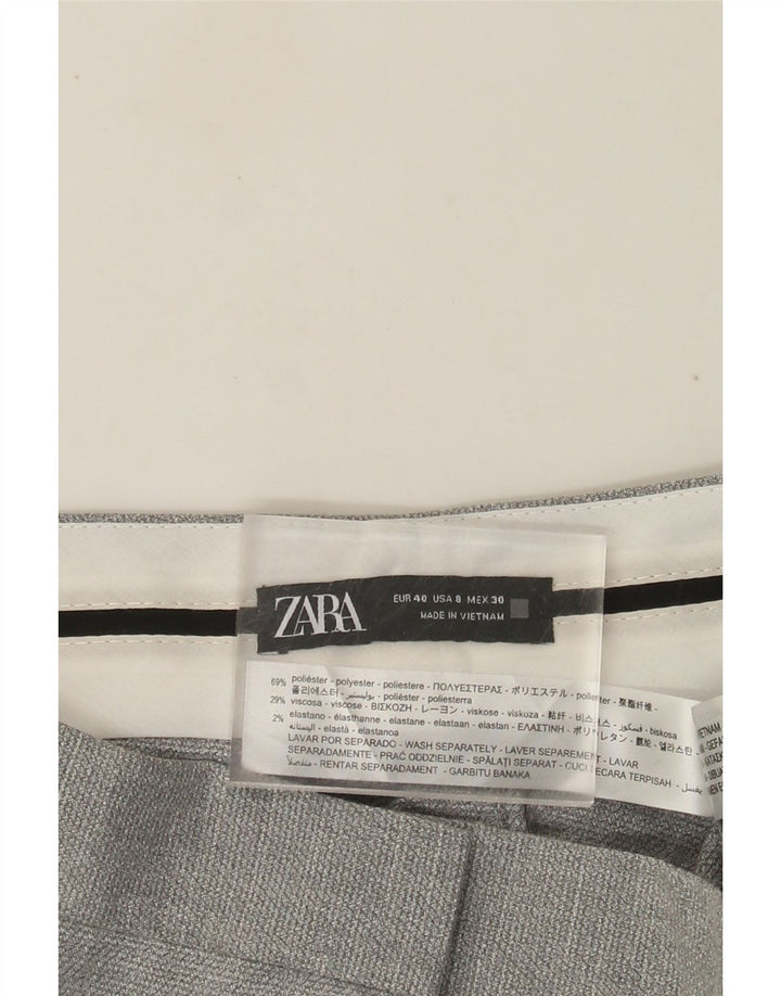 ZARA Pantalon de costume droit pour femme EU 40 Medium W30 L26 Gris Polyester