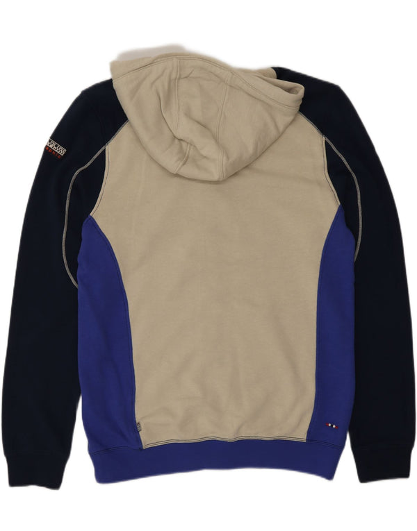 Napapijri Sweat à Capuche Zippé Geographic Homme Bleu Moyen Colourblock