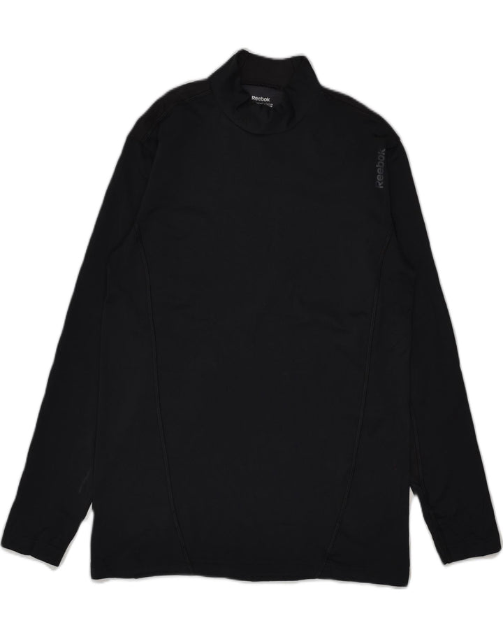 REEBOK Mens Top Long Sleeve Medium Black Polyester | Vintage Reebok | Thrift | Second-Hand Reebok | Used Clothing | Messina Hembry 