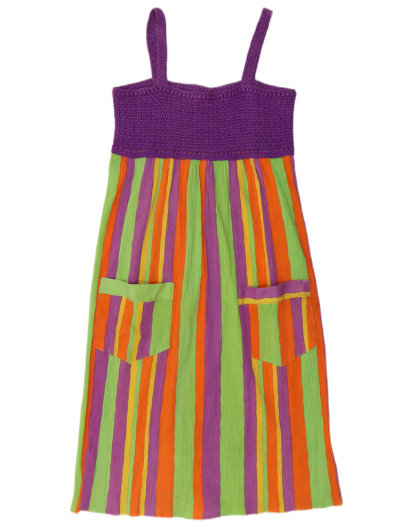 vintage Womens Sundress UK 8 Petit Rayé Multicolore