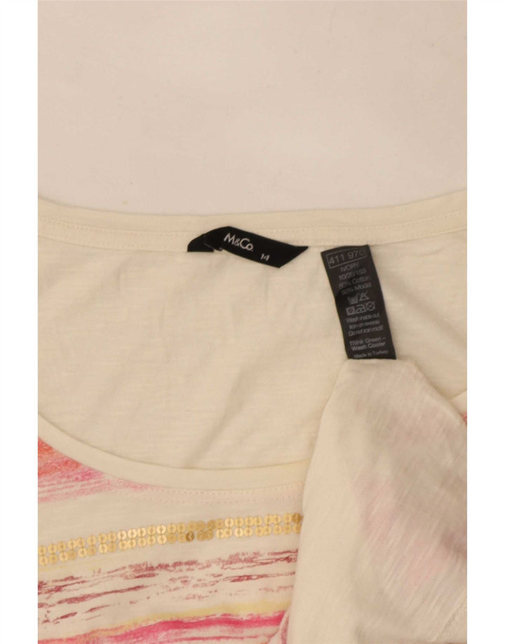M&Co T-shirt pour femme en coton rayé blanc moyen UK 44