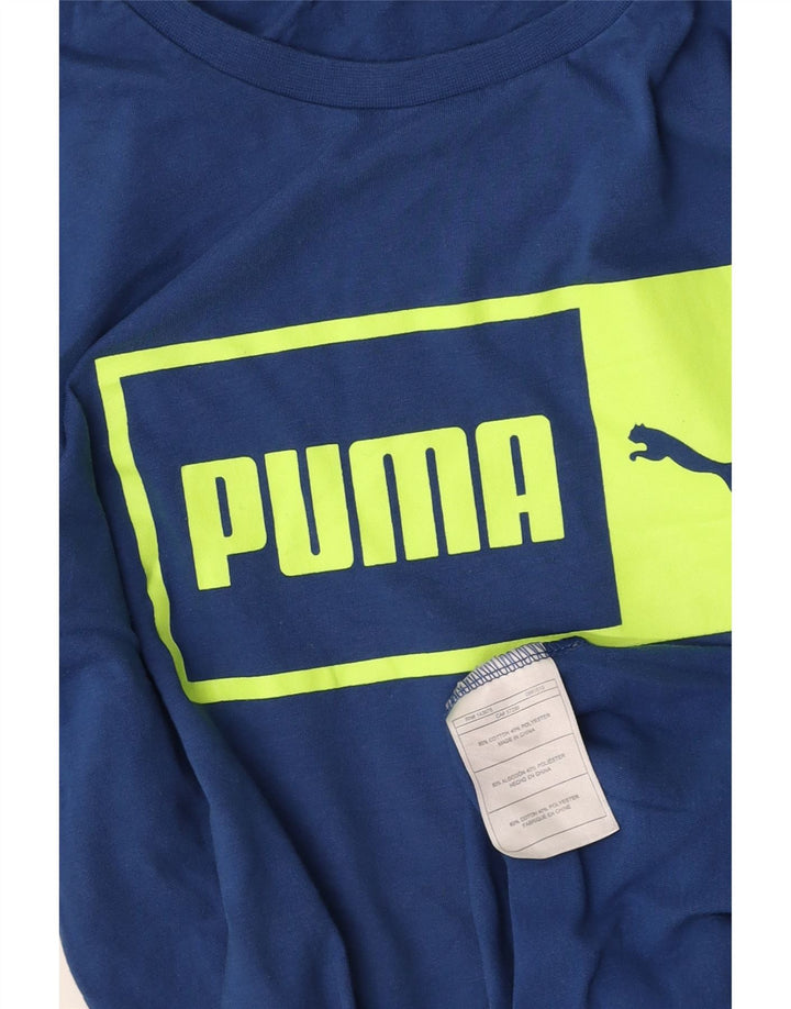 PUMA Haut graphique à manches longues pour hommes, petit coton bleu