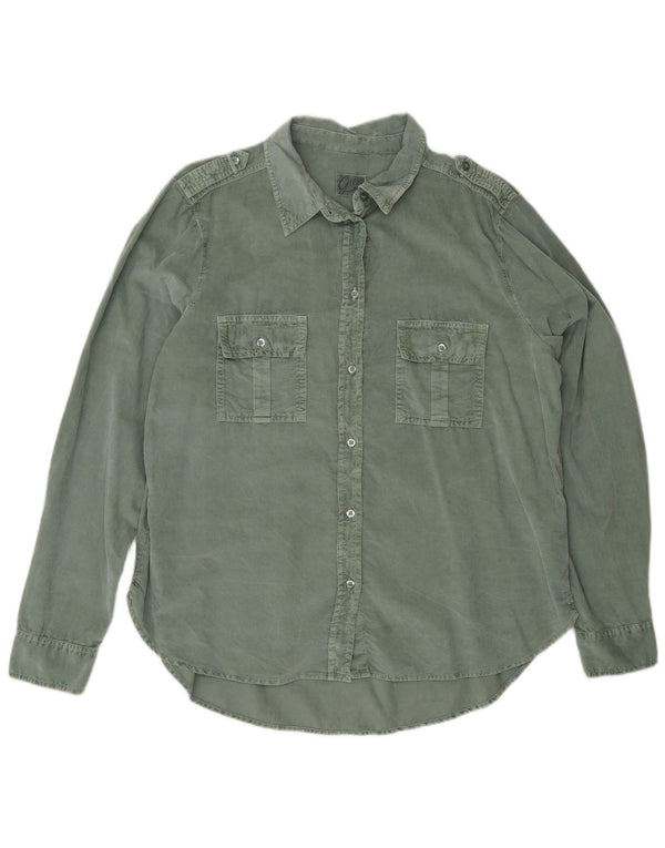 Guess Chemise militaire surdimensionnée en velours côtelé pour femme UK 12 Coton vert moyen