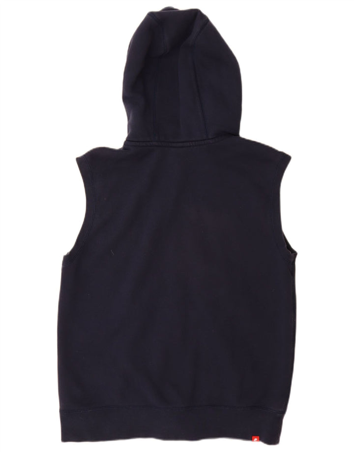 NIKE Pull à capuche zippé sans manches pour femme UK 16 Grand coton bleu marine