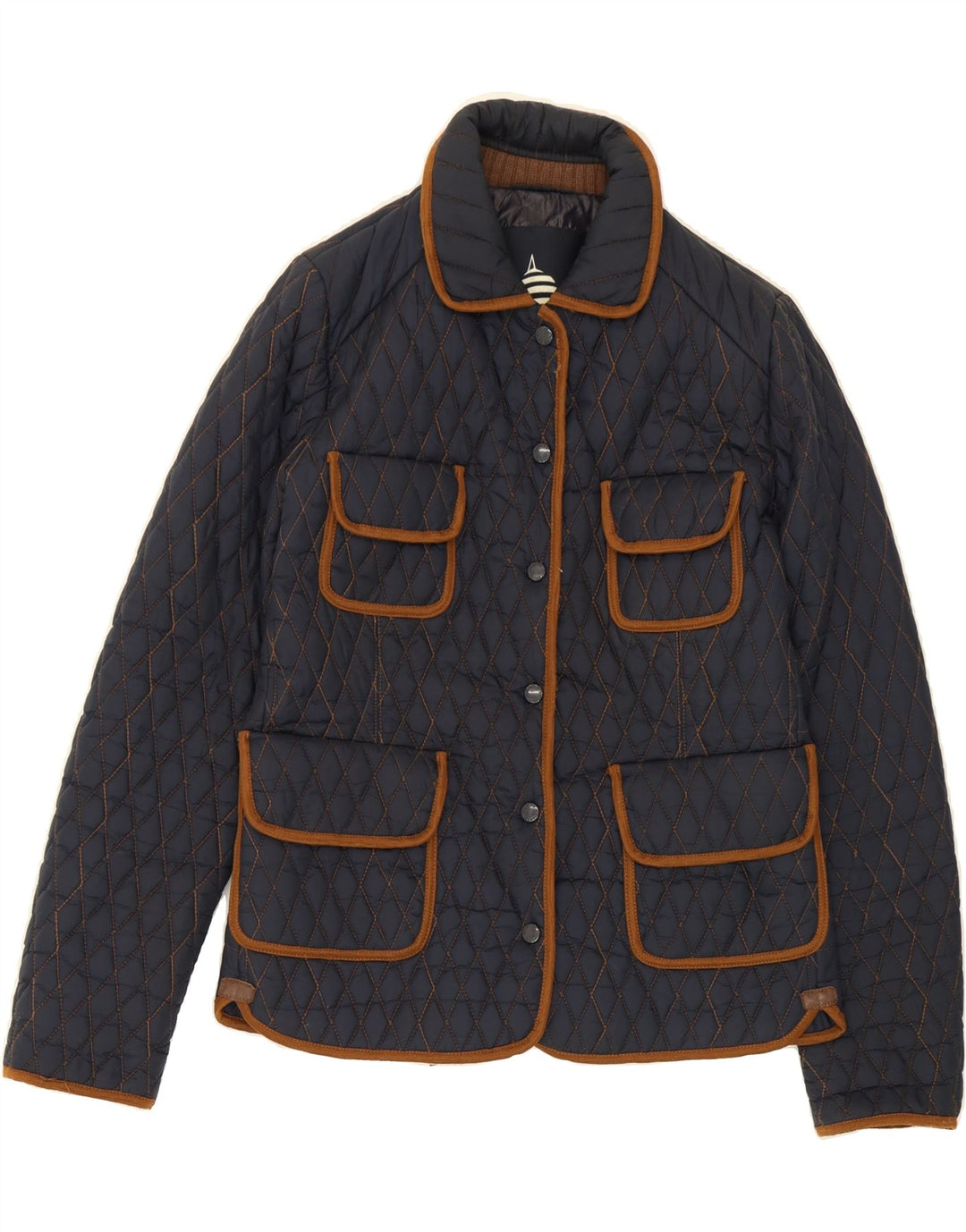 MARINA YACHTING Womens Quilted Jacket IT 42 Medium Navy Blue Polyamide Vintage Marina Yachting and Second-Hand Marina Yachting from Messina Hembry 