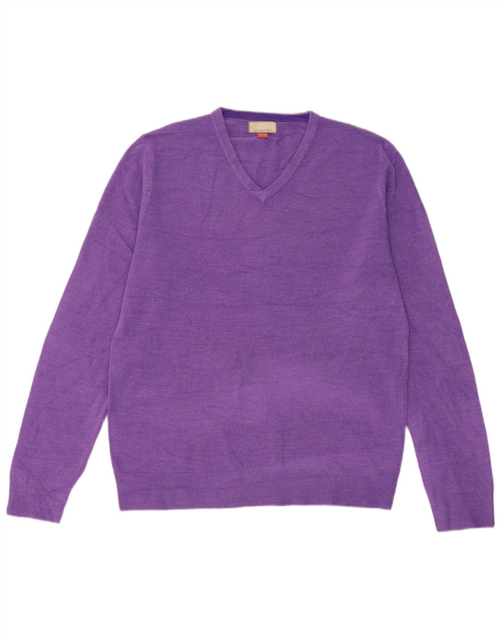 John Lewis Pull col V pour homme en acrylique violet moyen