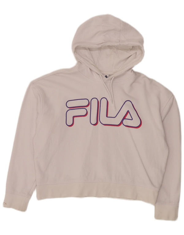 FILA Pull à capuche graphique surdimensionné pour femme UK 6 XS Coton blanc