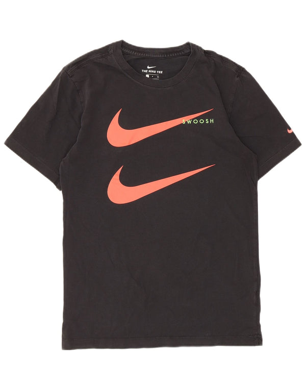 Nike Mens Swoosh Graphic T-Shirt Top Petit Noir Coton
