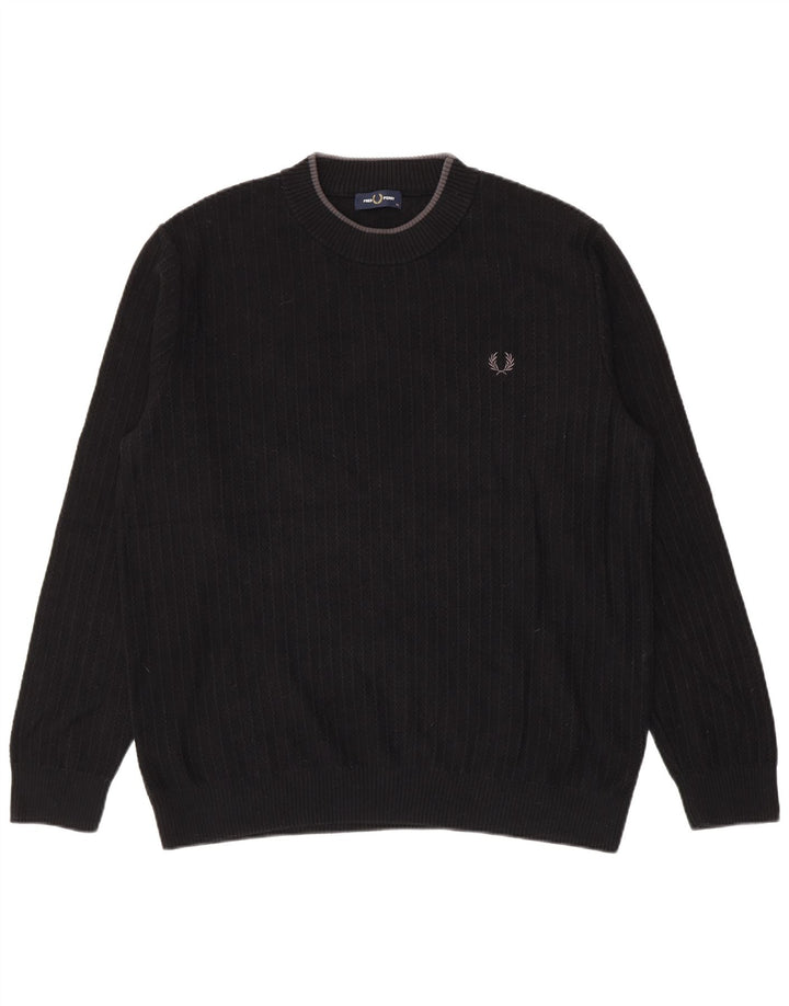 Fred Perry Pull ras du cou pour homme XL en coton noir
