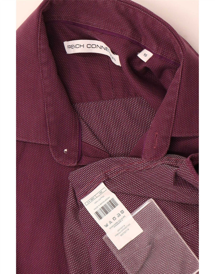 French Connection Chemise homme taille 15 coton tacheté violet moyen