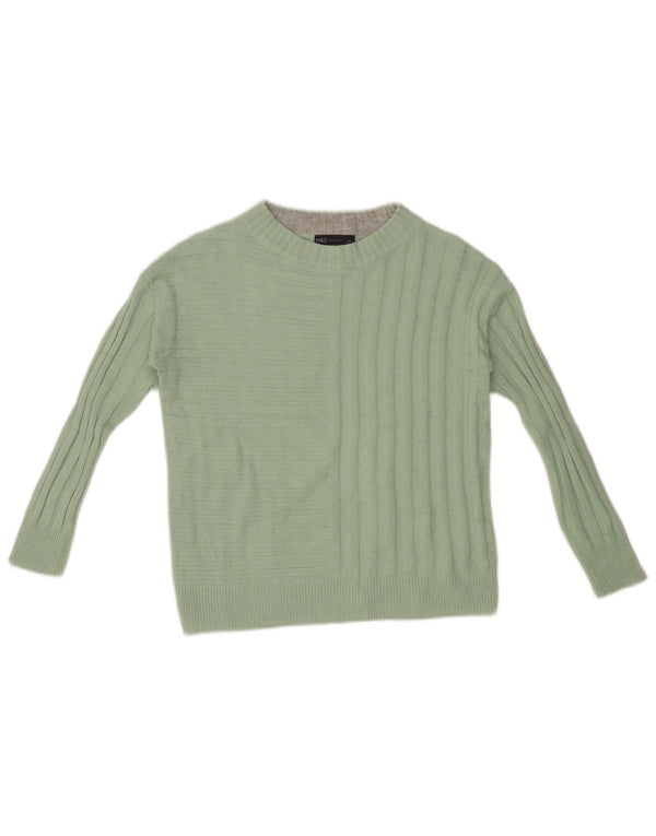 Marks & Spencer Womens Crop Boat Neck Jumper Sweater UK 10 Small Green