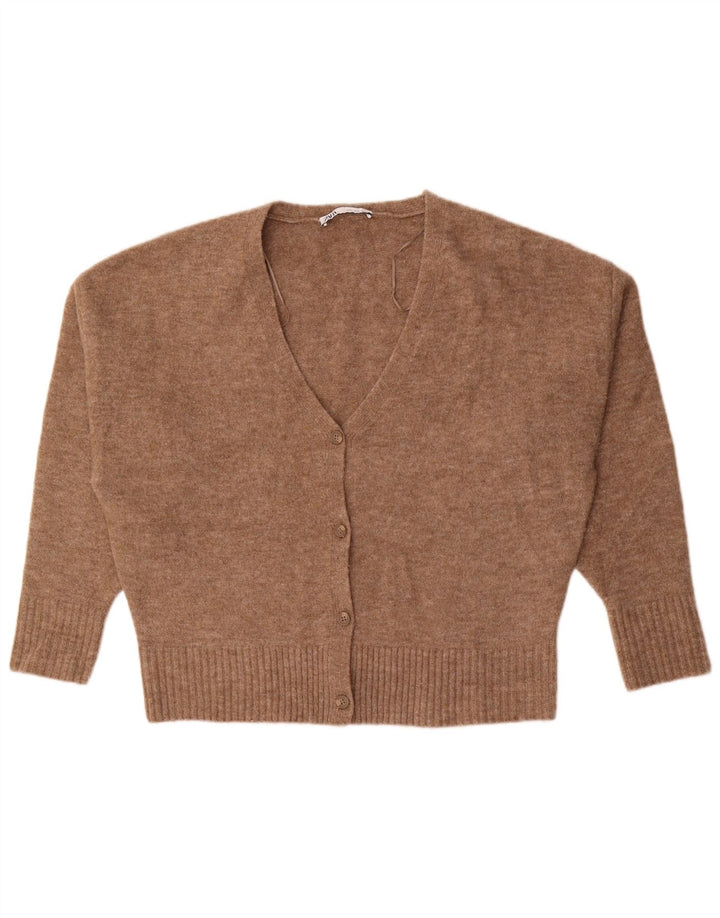ZARA Womens Oversized Cardigan Sweater UK 10 Small Brown Acrylic