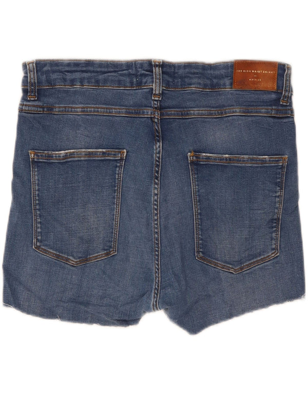 Zara Short en jean skinny taille haute pour femme EU 44 XL W34 Bleu