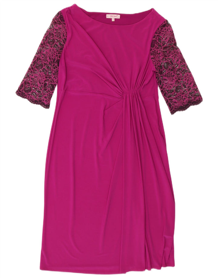 PER UNA Robe fourreau à manches 3/4 pour femme UK 44 Large Rose Polyester