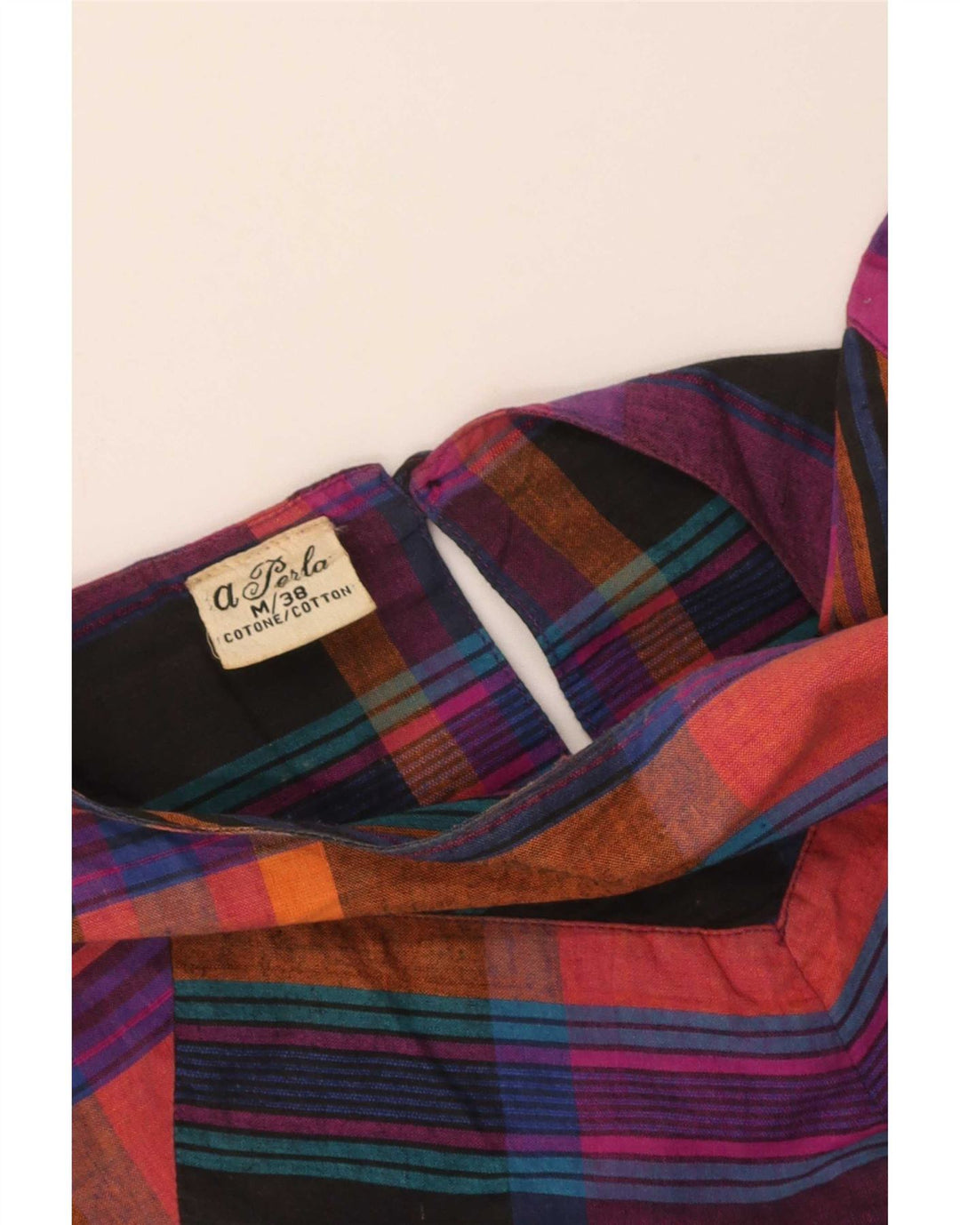 vintage Womens Oversize Tent Dress EU 38 Moyen Multicolore Check Cotton