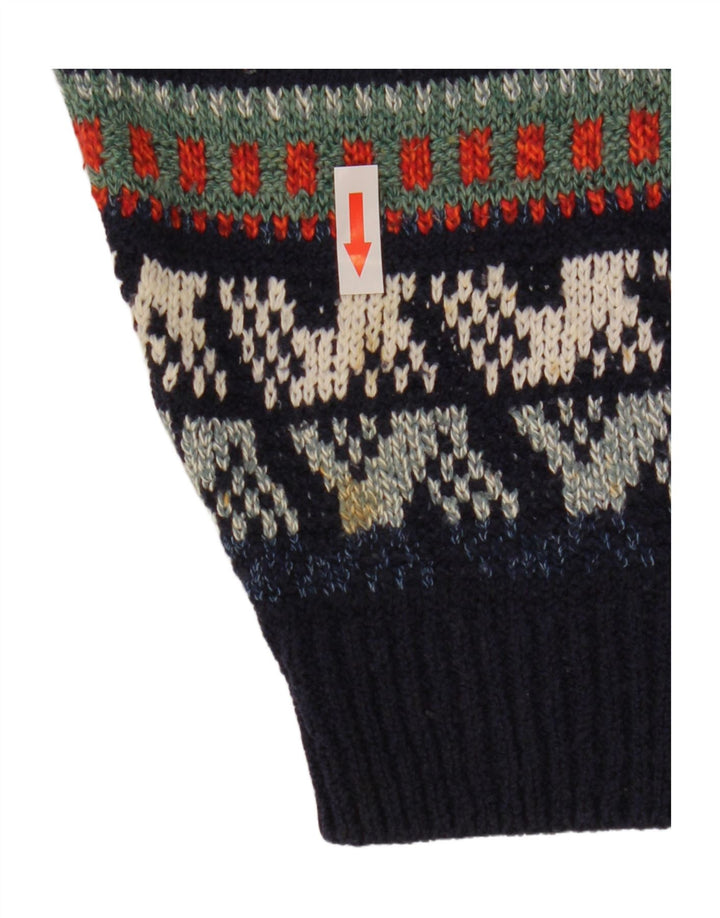 Marks & Spencer Pull col rond pour homme Bleu marine Fair Isle Taille L