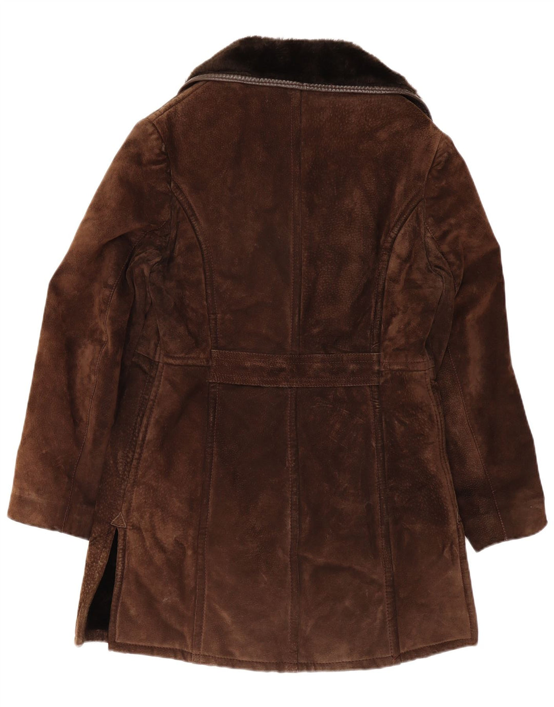 vintage Mens Sherpa Double Breasted Coat UK 10 Petit Brun
