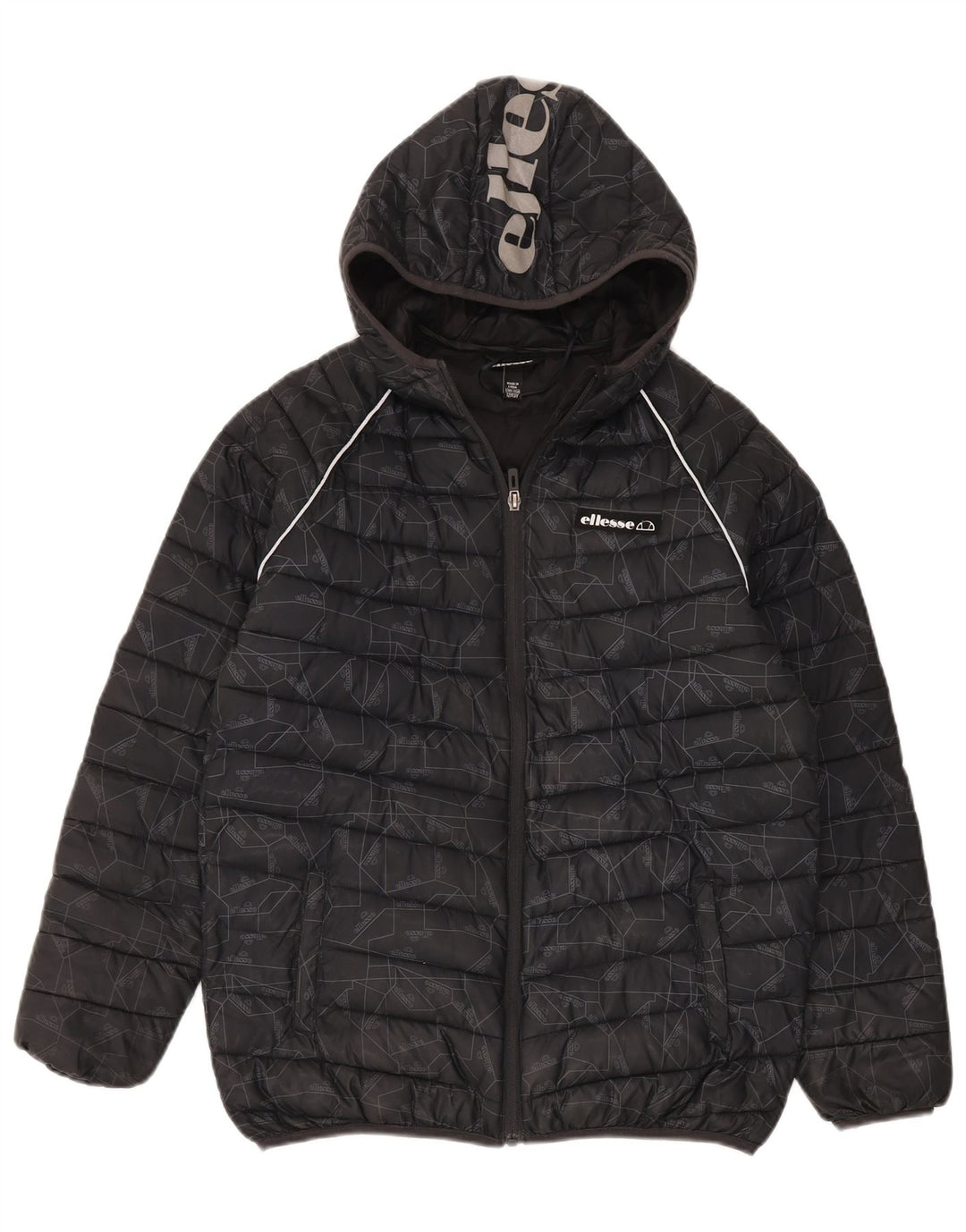 Ellesse Veste matelassée graphique garçon 12-13 ans Noir Géométrique Polyester