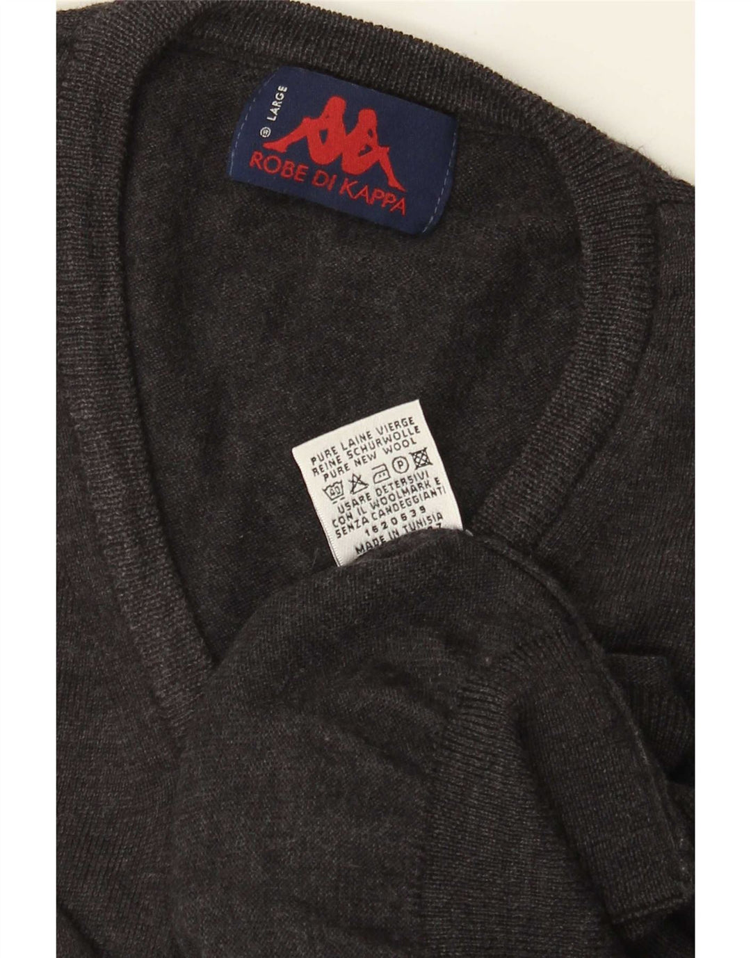 Kappa Pull col V pour homme en laine gris Taille L