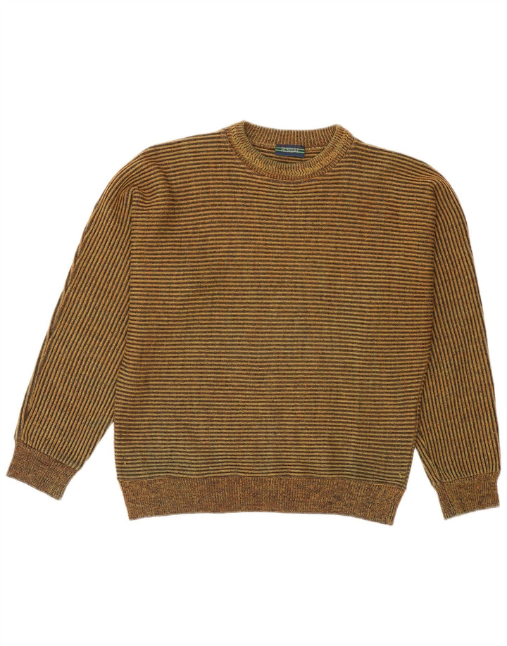 vintage Mens Crew Neck Jumper Pull Moyen Multicolore Rayé