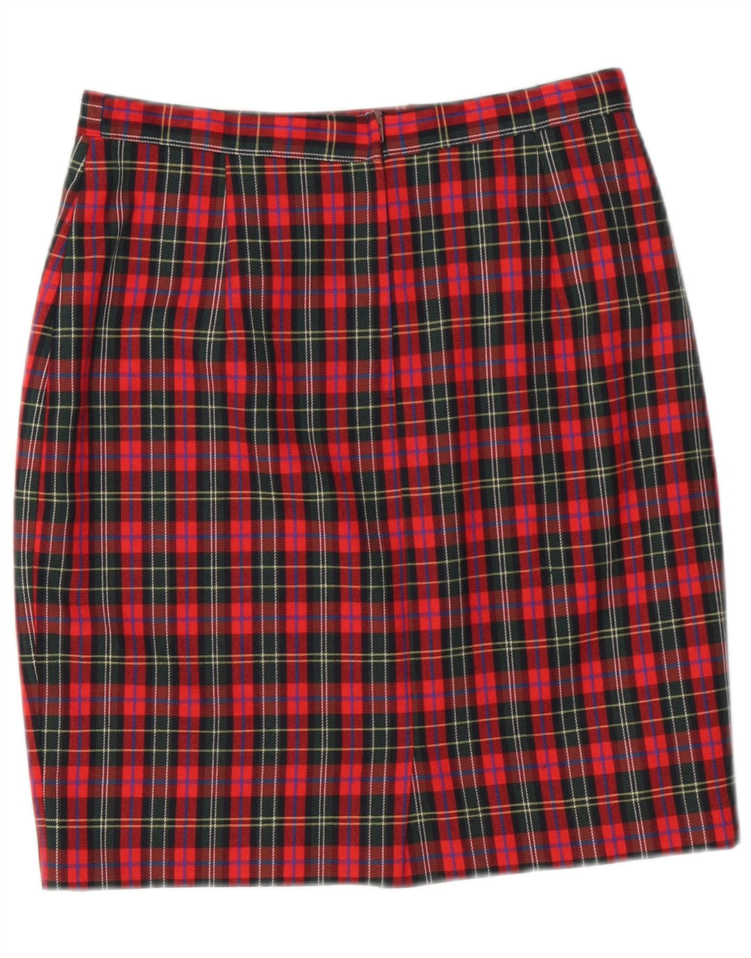 jupe crayon femme vintage IT 44 Medium W28 Red Check Virgin Wool