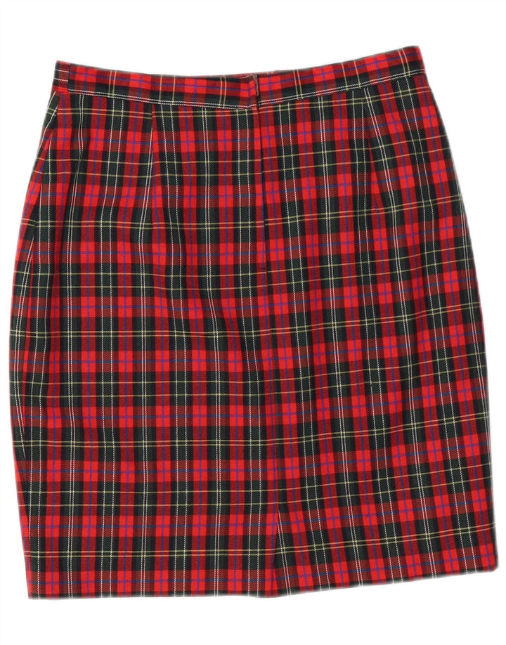 jupe crayon femme vintage IT 44 Medium W28 Red Check Virgin Wool