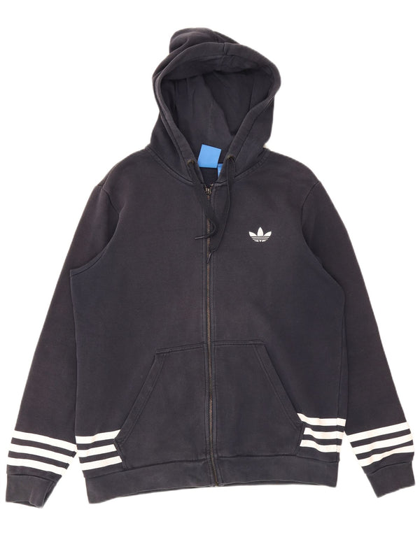 Adidas Pull à capuche zippé graphique pour homme Grand coton bleu marine