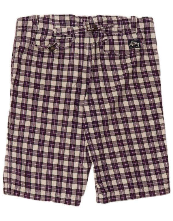 SUPERDRY Mens Chino Shorts Large W36 Purple Check Cotton