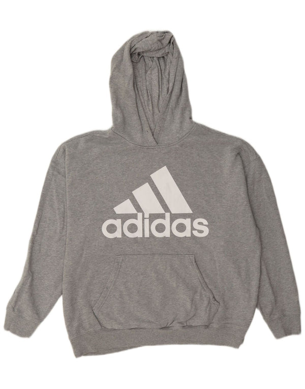 Adidas Pull à capuche surdimensionné graphique pour femme UK 12/14 Gris moyen moucheté