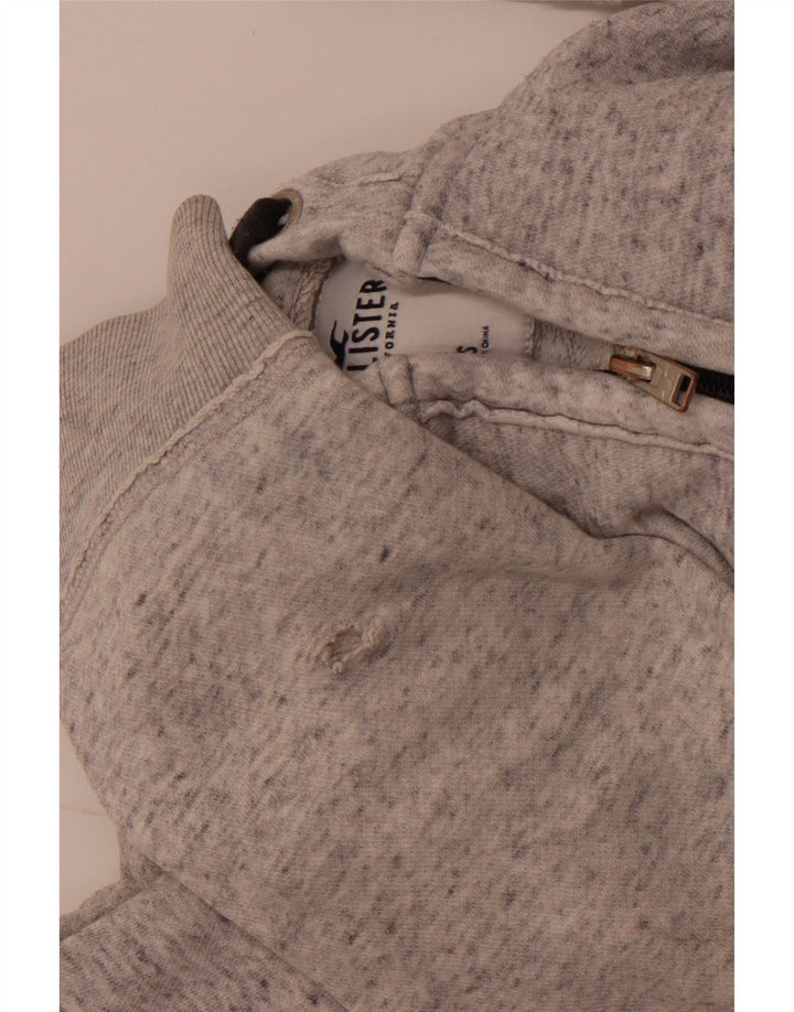 HOLLISTER Pull à capuche zippé pour homme, petit, gris, coton moucheté