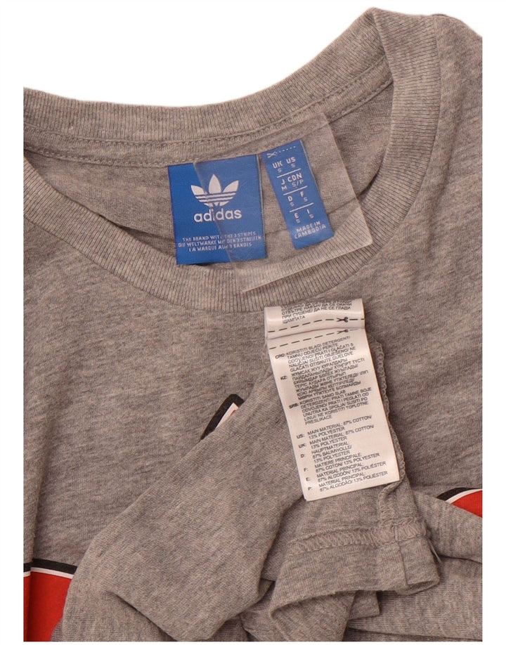 ADIDAS T-shirt graphique pour femme UK 10 Petit coton moucheté gris